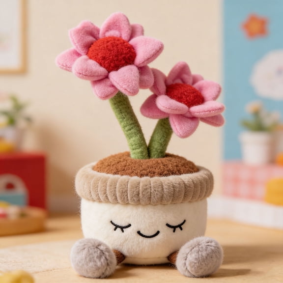 Cute Cartoon Potted Plants Plush Toy Soft Healing Desktop Ornament Flower Doll Adorable Decor Gift for Girls Kids Birthday Holiday,B