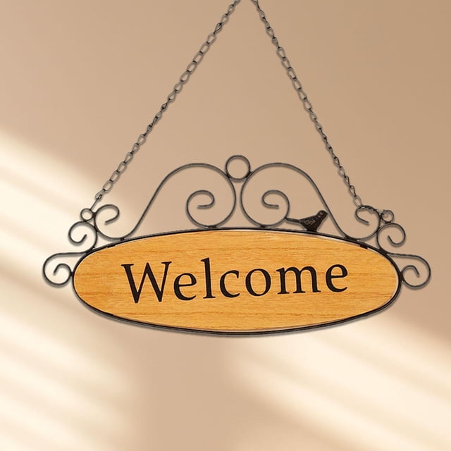 Letrero de bienvenida, colgador de puerta delantera, regalo de inauguración de la casa, placa de bienvenida decorativa resistente, placa colgante de Marco negro