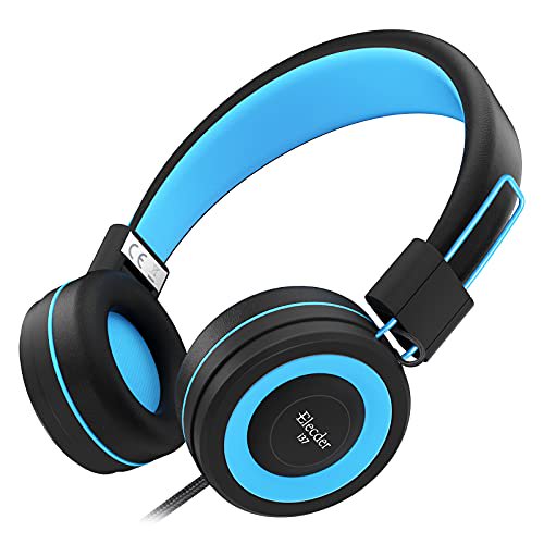 ELECDER i37 Auriculares para Niños Niños Niñas Niños Adolescentes Plegables Ajustables On Ear Auriculares Jack de 3,5 mm Compatible con Teléfonos Móviles Computadora MP3/4 Kindle School Tablet Negro/A