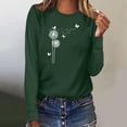 thumbnail image 2 of Womens Casual Long Sleeve Shirts Summer Floral Paisley Print Crewneck Blouses Fall Trendy Classic Fit Pullover Tops Green L, 2 of 4