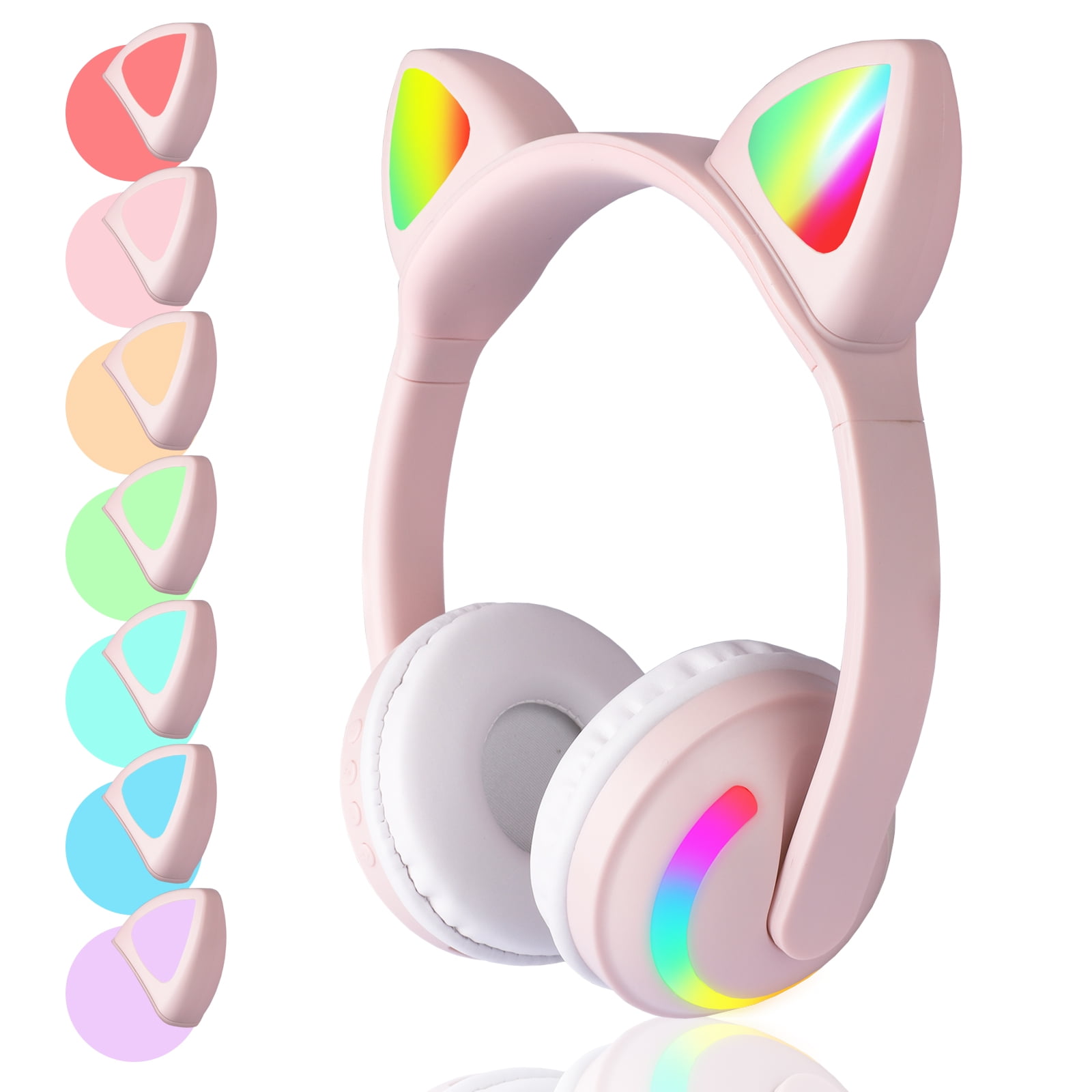 TSV Bluetooth Headphones Wireless Over Ear Cat Ear Headphones with 7 Colors LED Light, Built-in Microphone and Volume Fit for Cell Phones/iPhone/iPad/Laptop/PC/TV, for Kids Boys Girls Friends - Walmart.com