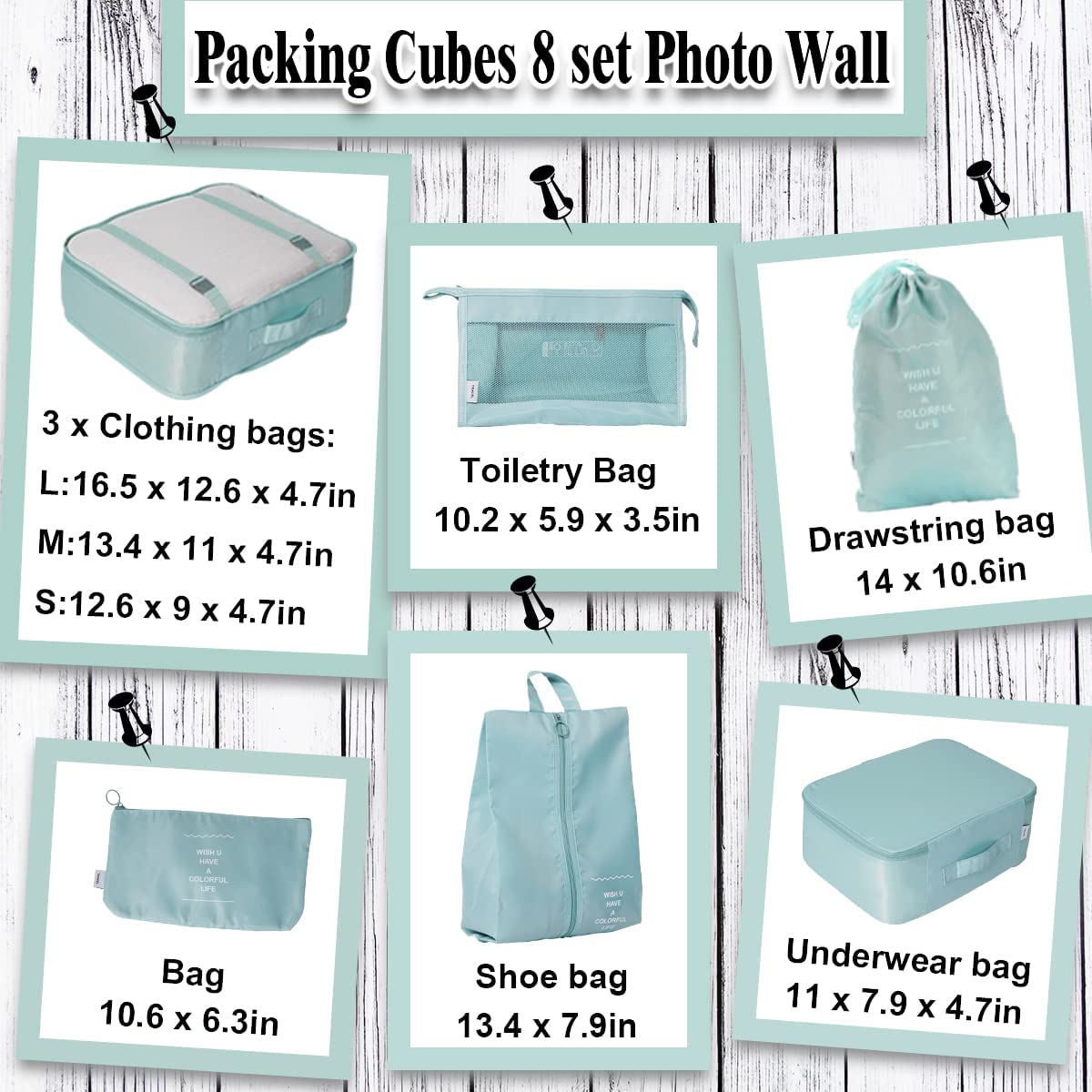 Vorkoi 8PCS Packing Cubes for Suitcases, Travel Cubes Packing Luggage Organizers Accessories Bag,Large Lightweight Waterproof Storage Bag Cosmetic Bag Clothes Shoe Bag