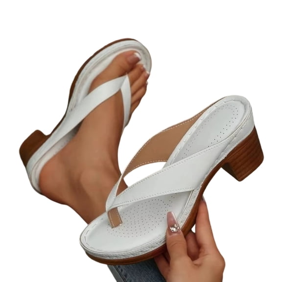 Willtoo Chunky Heel Sandals for Women Summer Dressy 2026 Arch Support Comfortable Orthopedic Slip-On Open Toe Heeled Flip Flops Bridal Party Wedding Shoes Casual Wedge Thong Sandals