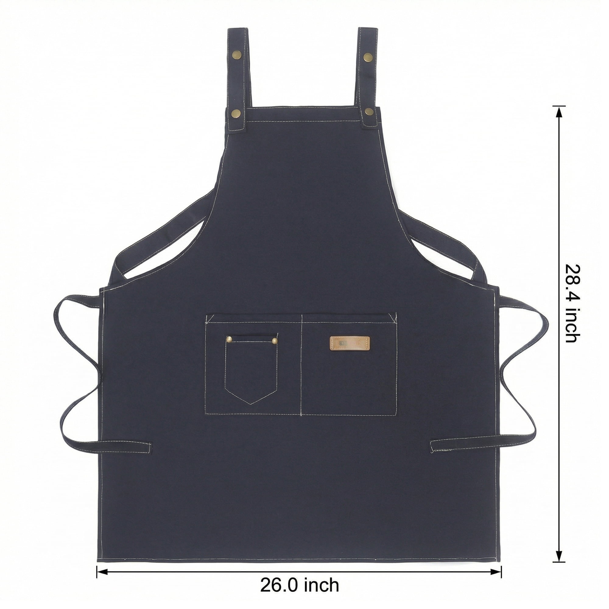 Unique Bargains Durable Cotton Kitchen Apron with Pockets for Cooking 28.4x26in Blue