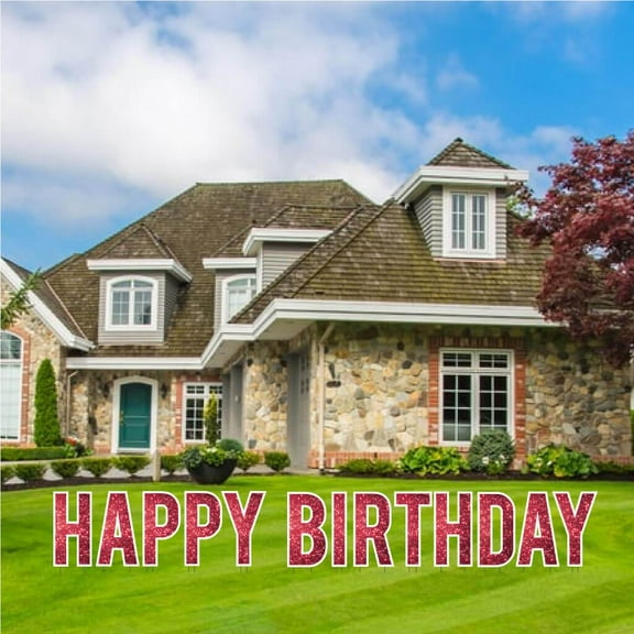 Red Sparkle 24" Tall Happy Birthday Yard Decorations Set - Bebas - 13 Pc Set