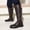 Brown, variant on Couple Matching Back Buckle Wide Calf Knee High Riding Boots, Low Block Heel Split Cap Toe Smooth Leather Tall Boots for Fall Winter Casual Outfits Brown 47