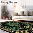 thumbnail image 2 of ODIKA 3'x5' Machine Washable Non-Slip Area Rug, Botanical Fern Medallion Accent with Interlocking Motifs High Traffic Rug, Black, 593287, 2 of 7