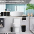 thumbnail image 3 of 8-Piece White/Black Bathroom Accessories Set Includes Trash Can, Toothbrush Holder, Rinse Cup, Lotion Soap Dispenser, Soap Dish, Toilet Brush, Cotton Swab Holder and Storage Box, 3 of 6