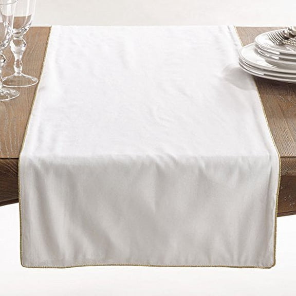 Fennco Styles Luana Collection Shimmering Border Design Table Runner - 2 Colors - 18"x72" (Gold)