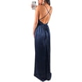 thumbnail image 4 of Txlixc Vestido de fiesta para mujer, color sólido, cuello vuelto, correa de espagueti, espalda abierta, una pieza con abertura hasta el muslo para damas Txlixc Moda, 4 of 5