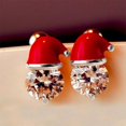 thumbnail image 6 of SUSHANG Christmas Rhinestone Earrings Christmas Hat Snowman Earrings Inlaid Earrings Studded Snowman Hat Earrings Red Hat Earrings for Women, 6 of 6