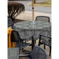 thumbnail image 4 of Outdoor Tablecloth with Umbrella Hole and Zipper, Blue Boho Square Table Cloth 60x60 Inch Waterproof Tablecloth, Vintage Ethnic Tribe Abstract Art Floral Picnic Table Cover for Patio Camping, 4 of 7