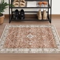 thumbnail image 3 of Boho Vintage Round Rug ft- Faux Wool Dreely Washable Area Rug Small Distressed Throw Rugs Floor Carpet for Door Mat Entryway Bedrooms Laundry (Round - ; Diameter Border ), 3 of 6
