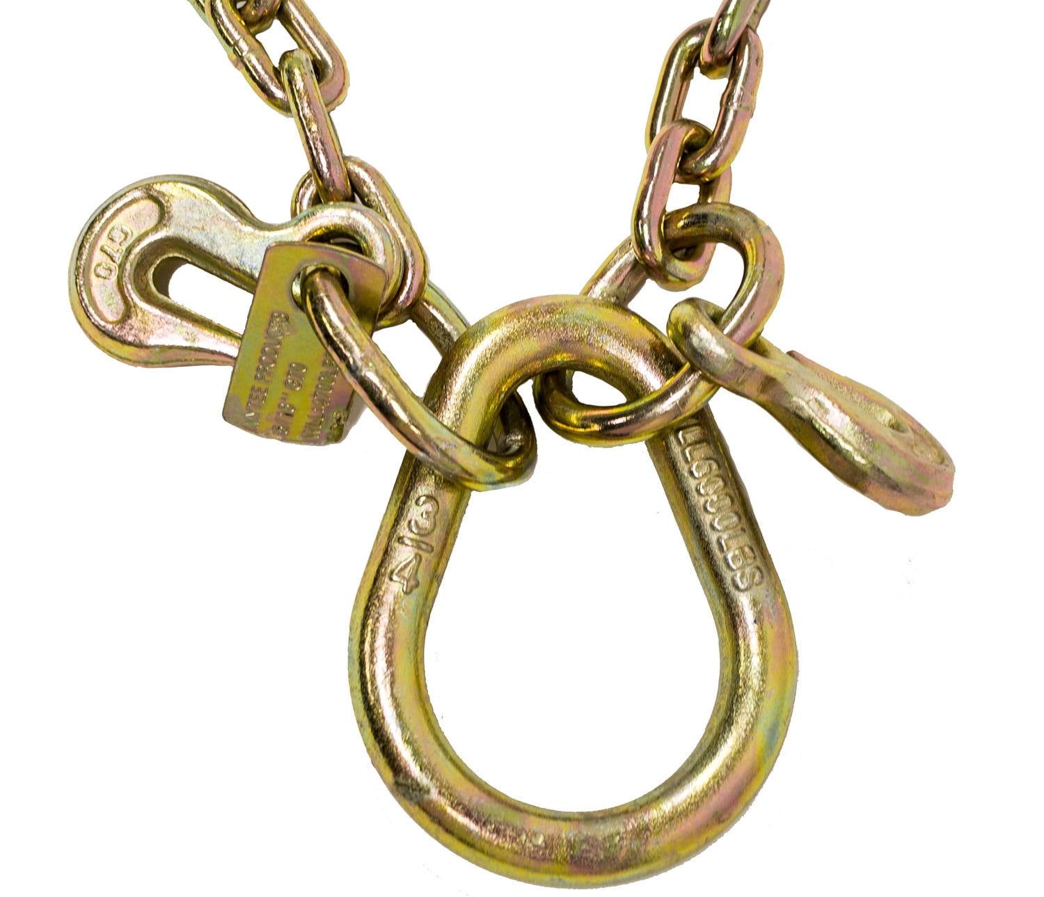 G70 V Chain Bridle w/ 8" Medium J Hooks, T- Hook & J-Hook w/ Grab Hooks 2' Legs Wrecker (2 Pack)