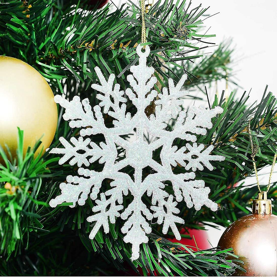 Becellen 24 Piezas 3D Copos De Nieve Decoracion Navidad, Blanco Adornos Navidad Arbol Colgante, Copos De Nieve Ornamentos Decoración Navideña Para Arbol Fiesta Bricolaje