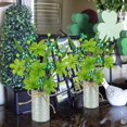 thumbnail image 6 of 2 Pcs St Patrick’s Day Decorations Artificial Shamrock Berry Stems in Vase 12'' Green Clover Floral Branches with Metal Pot Greenery Floral Branches for Party Home Table Centerpieces, 6 of 10