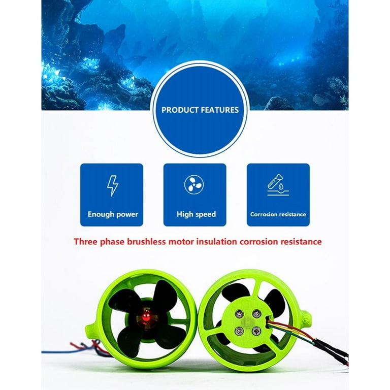 DC12-24V Jet Boat Underwater Motor Thruster Engine 30-200W 4- for Remote  Control Ship Boat Model Anti-Corrosion Anti-Rust Durable - CCW, dia 62mm 