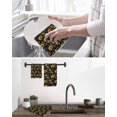 thumbnail image 5 of Black Yellow Sunflower Kitchen Dish Towels for Drying Dishes Set of 2, Summer Botanical Farmhouse Floral Waffle Weave Microfiber Hand Tea Bathroom Towels Quick Dry & Absorbent Towel 15.7x23.6, 5 of 7
