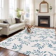 thumbnail image 2 of Blue Leaves Area Rugs 5'x8', Washable Small Throw Rugs for Classroom Bedroom, Modern Minimalist Leaf Botanical Vintage Indoor Outdoor Rug Non-Slip Low Pile Carpet Runner Reversible Floor Mats, 2 of 8