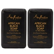 Shea Moisture African Black Soap w/ Shea Butter - Acne Prone & Troubled Skin - 8 oz / 230 gm - Value double pack - Qty of 5 Each