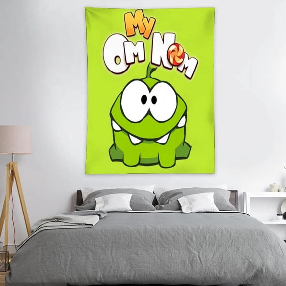 Tapestry for Om Nom Stories Bedroom Dorm wall hanging Funny Poster Backgrounds Wall Art Decorations Kids Girls Teens Gifts Cute 40×30 inch
