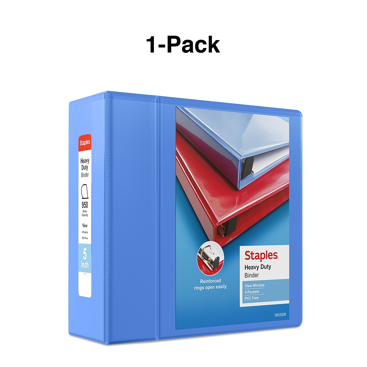 Staples Heavy Duty 5" 3-Ring View Binder Periwinkle (24701) 82659