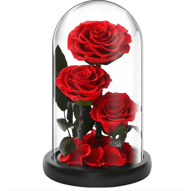 Regalos de Navidad tres rosas adornos de cubierta de vidrio luces LED luminosas creativas regalos decorativos