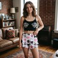 thumbnail image 6 of MEZZALL Women Halloween Cami Pajama Sets Skeleton Hand Print Spaghetti Strap Tops With Ruffle Shorts Sleepwear Loungewear 2 Piece Nightwear, 6 of 6