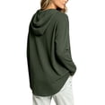 thumbnail image 5 of CQONEPT Waffle Knit Hoodies for Women Lightweight Comfy Pullover Tops Drawstring Long Sleeve Loose Fall Fashion Sweatshirts Blouse Green S, 5 of 7