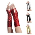 thumbnail image 6 of FAWUUDO Women's Metallic Shiny Fingerless Short Gloves Arm Warmers, 6 of 6