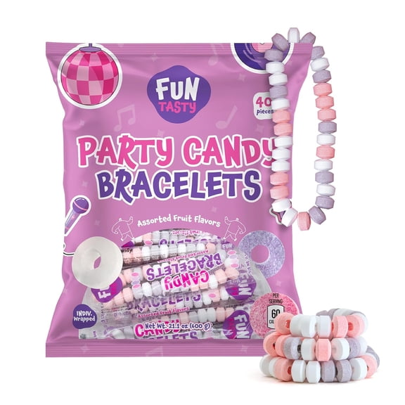 Party Candy Bracelets - 40 Count - Bulk Candy Individually Wrapped