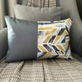 thumbnail image 5 of The HomeCentric Decorative Lumbar Pillow Cover Chartreuse Green, 12"x16" (30x40 cm) Cotton & Faux Leather Painted, Texture, Patchwork Lumbar Cushion Covers Abstarct Modern - Playful Patch, 5 of 9
