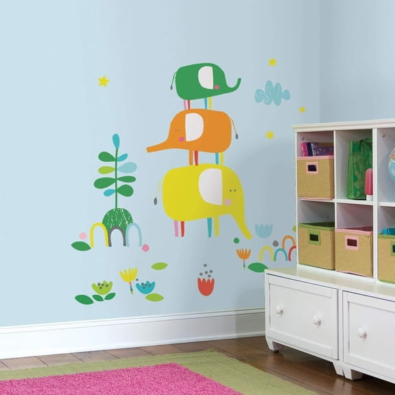RoomMates RMK2717GM Zutano Elephantasia Peel and Stick Giant Wall Decals