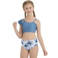 thumbnail image 6 of Ardorlove Girls Swimsuit 3 Pcs Bathing Suits Ruffle Sleeve Swimwear Tropical Print Cover Up Skirt Kids Teen Bathing Suit 9-16 Years, 6 of 10