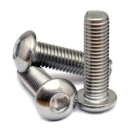 M4-0.7 / 4mm - Qty 10 - BUTTON HEAD SOCKET Cap Screw BHCS ISO 7380 - A2-70/304 / 18-8 Stainless Steel - MonsterBolts (M4 x