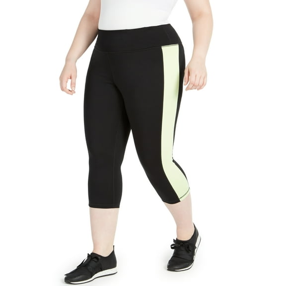 ID Ideology Women's Colorblocked Capri Leggings Black Size 1X