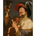 thumbnail image 2 of Gerard van Honthorst 12x14 Gold Ornate Wood Frame and Double Matted Museum Art Print Titled - A Merry Violinist Holding a Roemer, 2 of 4