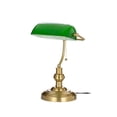 thumbnail image 5 of Lucande 15.4 in Vintage Bankers Desk Lamp, Green Glass Shade, Brass, E26 Classic Retro Library Lamp for Home Office Desk, Small Decorative Green Table Lamp with Pull Chain, Bulb Not Included, 5 of 9