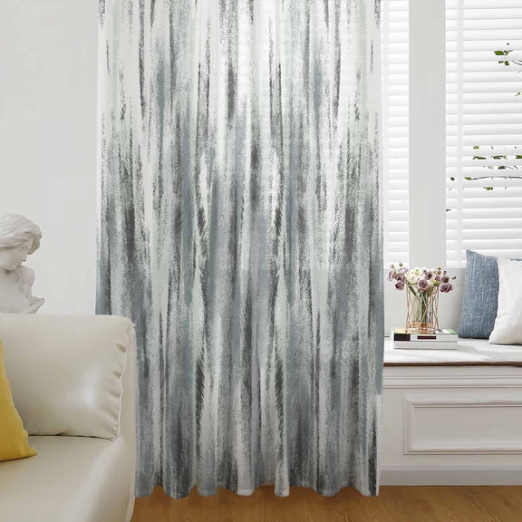 Sage Green Grey Vintage Semi Sheer Curtains Drapes for Living Room, Bedroom, French Doors Window 72 Inches Long, Retro Abstract Art Rod Pocket Chiffon Curtain Drapery Voile Draperies Panel