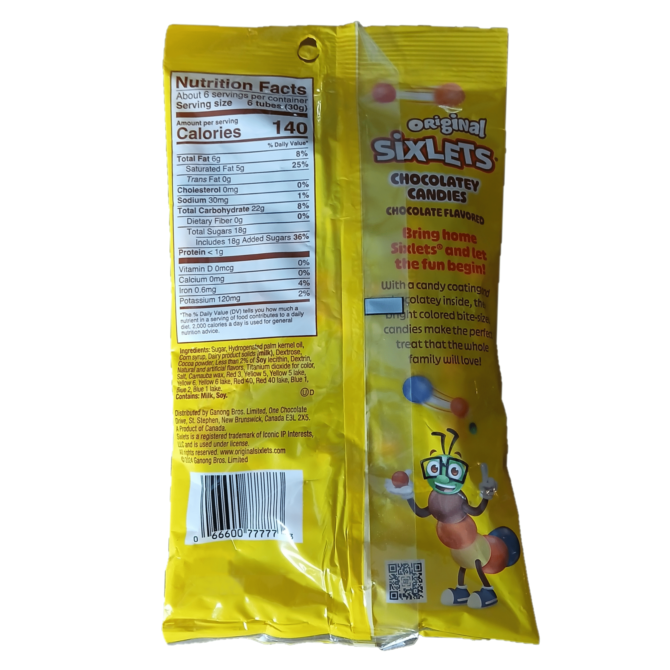 Sixlets Classic Candy Chocolate Hard Shell, Assorted Colors, 6 oz Peg Bag