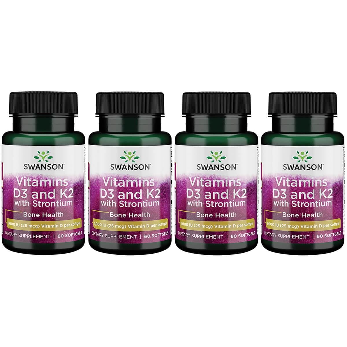 Swanson Vitamins D3 and K2 with Strontium 60 Sgels 4 Pack