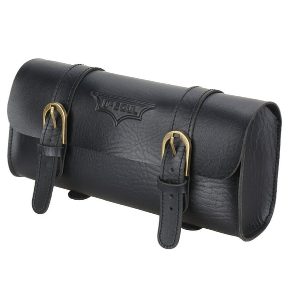 RYUJNDK Motorcycle Handlebar Bag Saddlebag, PU Leather Handmade Motorcycle Fork Bag Roll, Storage Tool with Straps