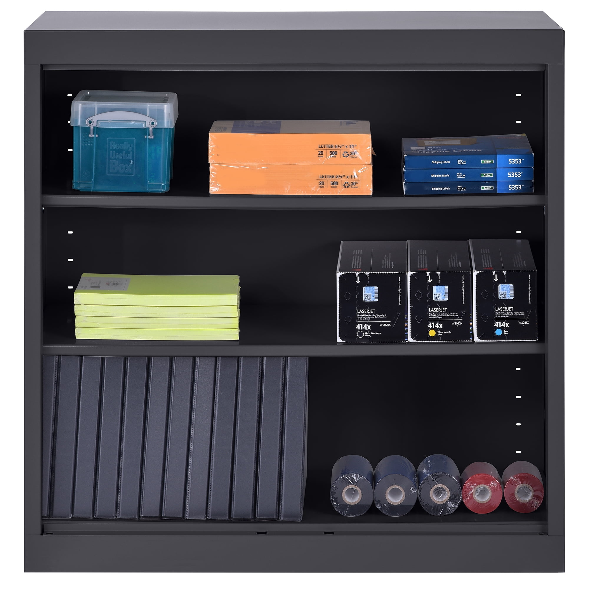 Sandusky Welded Steel Freestanding Bookcase Storage Cabinet, Black