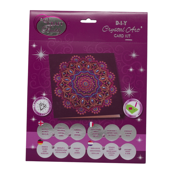 Craft Buddy 18cm DIY Crystal Art / Diamond Painting Card Kit - Purple Mandala