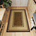 thumbnail image 2 of Ottomanson Border Area Rug 3'3" x 4'7" - Non Slip Low Pile Carpet, Brown, 2 of 11