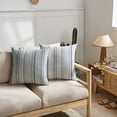 thumbnail image 2 of Striped Throw Pillow Covers Set of 2 Beige Textured Boucle Chic Morden Boho Accent Farmhouse Square Decorative Couch Pillow Covers for Home Decor Bed Sofa Living Room, 2 of 7