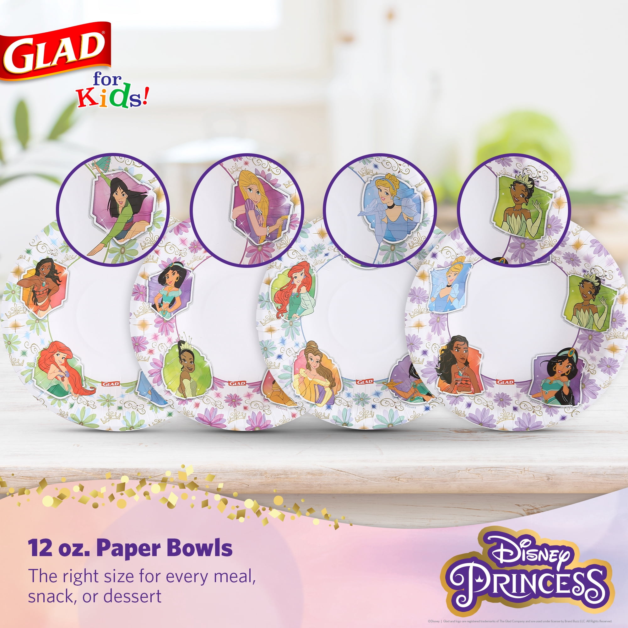 Glad for Kids - 10" Round Paper Plate - 30ct - Floral Frames - MIXED PACK