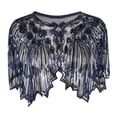 thumbnail image 1 of GDREDA Châle Rétro pour Femme, Robe de Soirée à Paillettes, Petit Châle Veste Coupe-Vent pour Occasions Élégantes Bleu, Taille Unique, 1 of 3