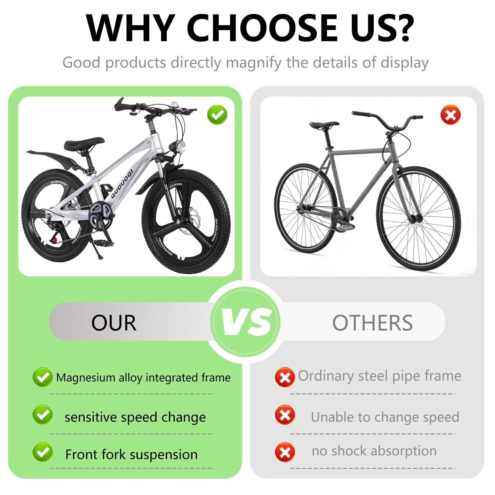 HappyToysWorld20 Inch Kids Bike, 7-Speed Mountain Bike for Ages 8-12, Lightweight Youth Bicycle with Magnesium Alloy Frame, One-Piece Wheels