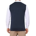 thumbnail image 3 of INSPIRE CHIC Men's Casual Knit Sleeveless V-Neck Plaid Argyle Sweater Vest M Navy Blue, 3 of 5